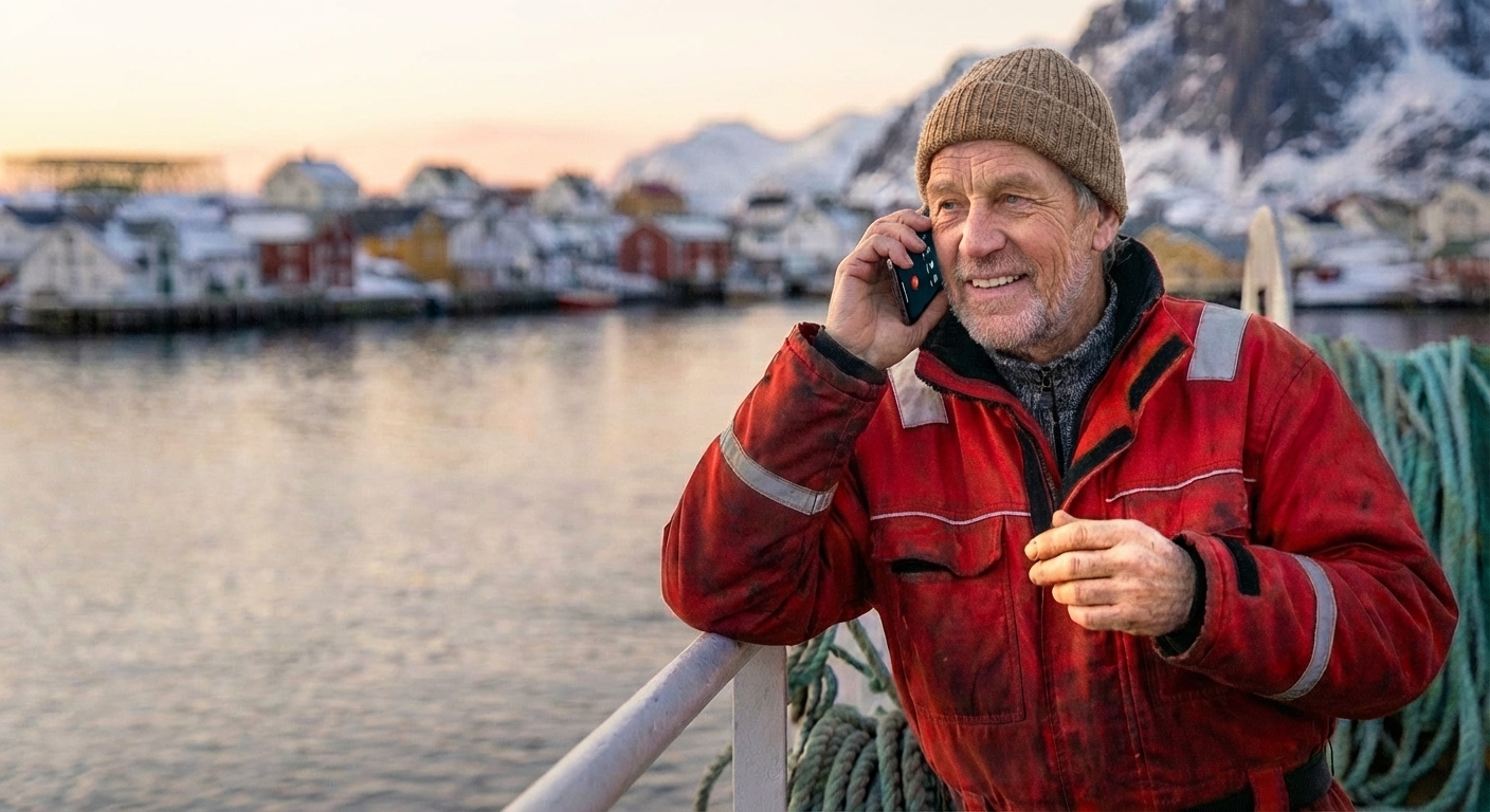 A fisherman on his boat, talking on the phone.